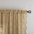 YJ YANJUN Vintage Lace Curtains 96 Inches Long-Victorian Floral Pattern Tan - Image 3