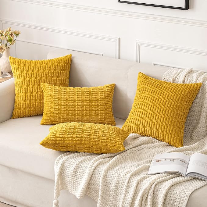 MIULEE Pack of 2 Corduroy Decorative Euro Sham Throw Pillow Covers 26x26 Inch - Image 4