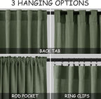 Nanspring Olive Green Linen Curtains 24 Inch Length - Image 2