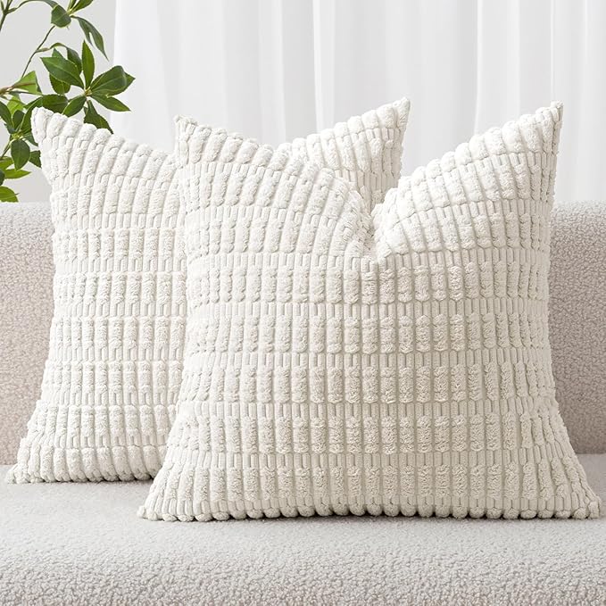 MIULEE Pack of 2 Corduroy Decorative Throw Pillow Covers 20x20 Inch Soft Boho by MIULEE