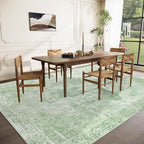 Area Rug 8x10 Washable Rug, Vintage Boho Medallion Rugs Non-Slip Soft Low Pile - Image 3
