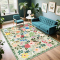 Area Rug Living Room Rugs: Floral 5x7 Washable Rug Vintage Soft Boho Non-Slip by PLHXFRSoftAreaRugs