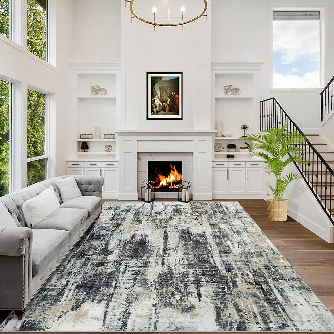 10x14 Area Rugs Washable Rug: Modern Abstract Living Room Rug Soft Anti-Skid by GENTDRIZZ