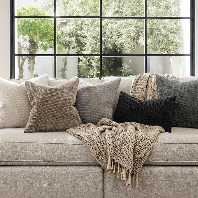 MIULEE Pack of 2 Couch Throw Pillow Covers 22x22 Inch Neutral Beige Modern Boho - Image 4