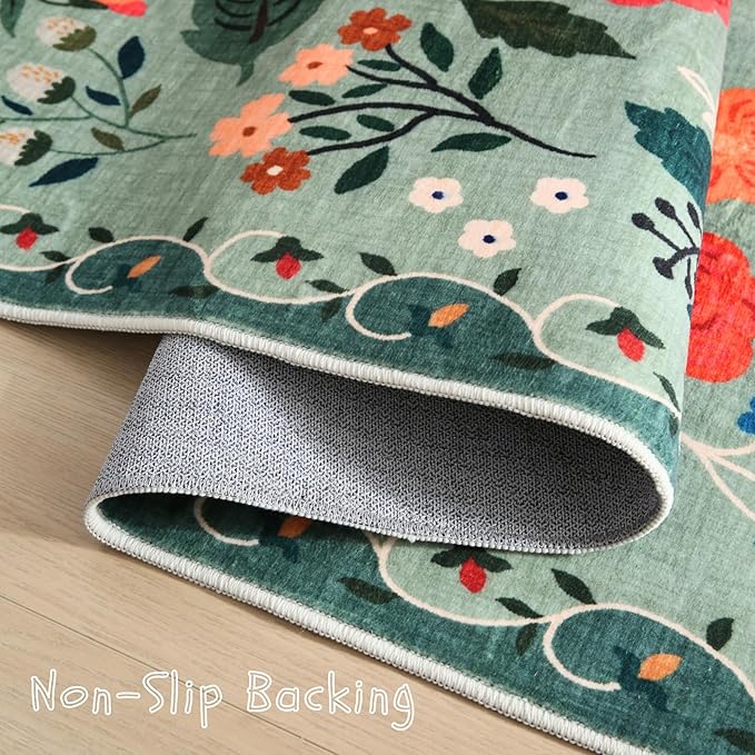 Rugcomf Door Mat Indoor Entrance 2x3 Rug Machine Washable Boho Floral Small - Image 3