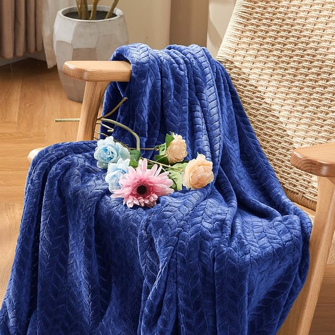 inhand Navy Fleece Twin Blanket, Super Soft Flannel Cozy Blankets - Image 2