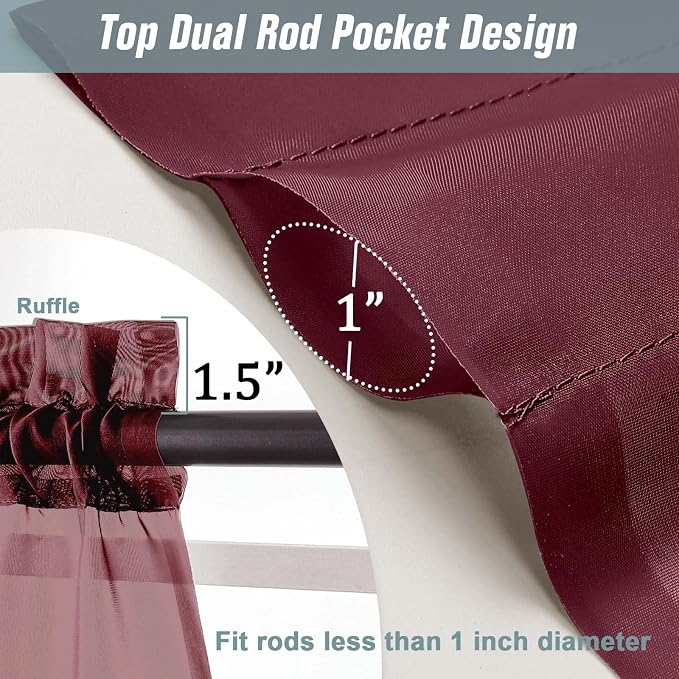 Extra Wide Sheer Curtains 120 Inches Long, Extra Long Light Filtering Modern - Image 3