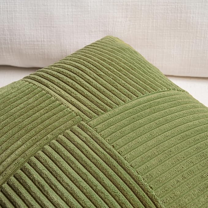 Fancy Homi 2 Packs Moss Green Decorative Throw Pillow Covers 20x20 Inch - Image 4