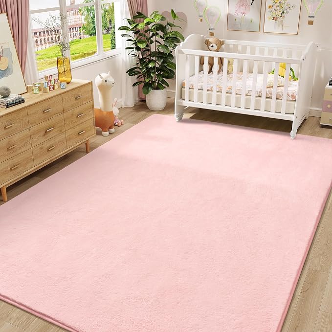 Amearea Large Modern Area Rugs for Bedroom Living Room, 6x9 Feet Pink Thickened - Image 6