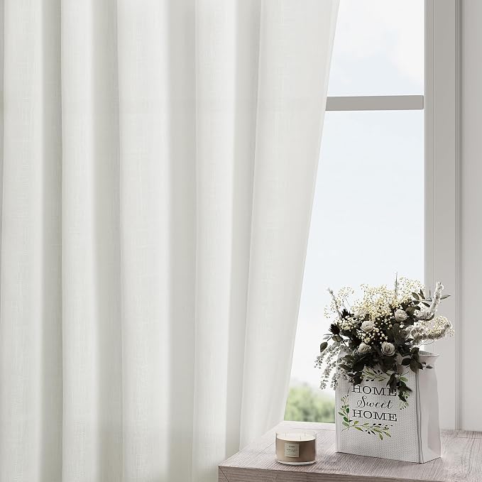 Nanspring Ivory Linen Curtains 95 Inch Length - Image 2