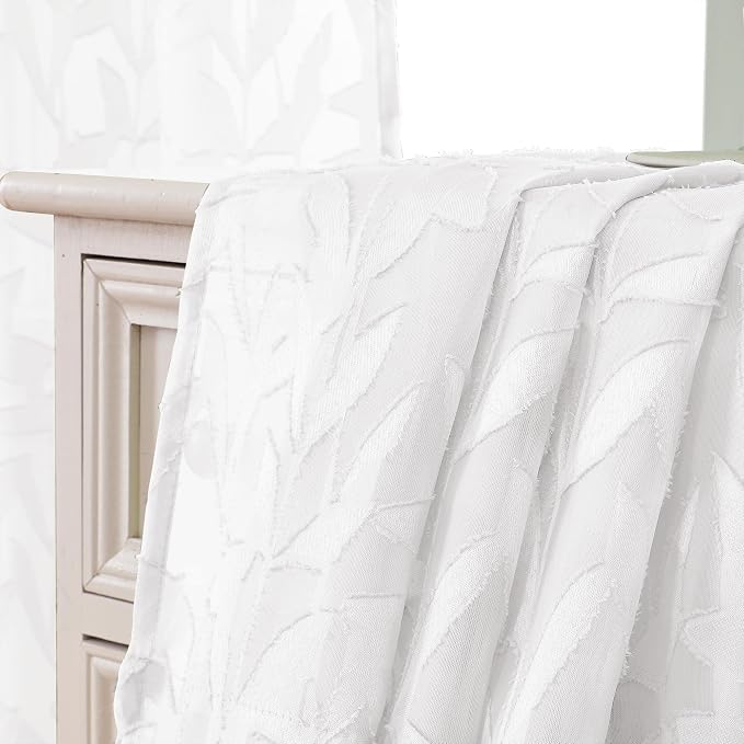 Lecloud Leia 36 Inch White Sheer Curtains Tiers 2 Pieces, Airy & Breathable - Image 8