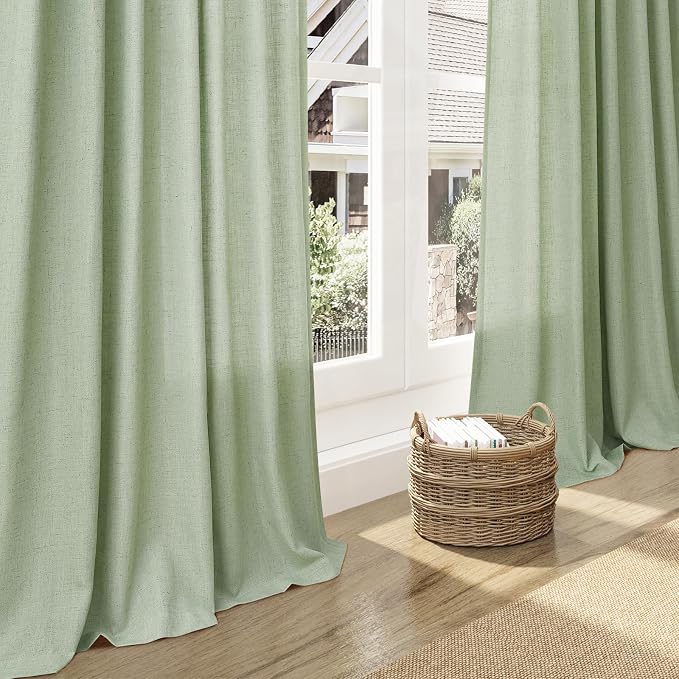 Extra Long Mist Sage Linen Curtains 120 Inch - Image 6