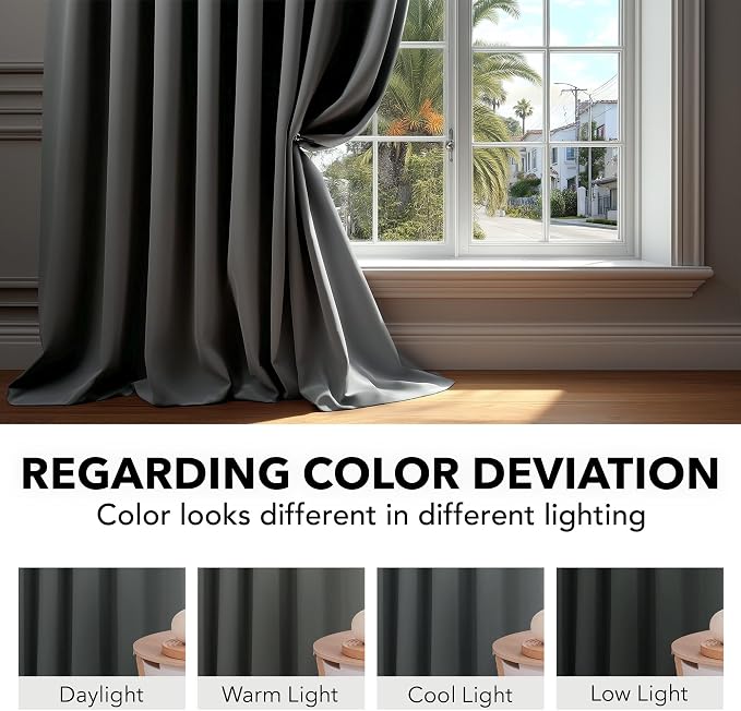 Deconovo Blackout Curtains, Thermal Insulated, W38 x L63 2 Panels, Back Tab - Image 6