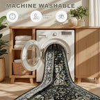 Area Rugs 9x12 Living Room Rug: Washable Rug Soft Vintage Boho Medallion Carpet - Image 8