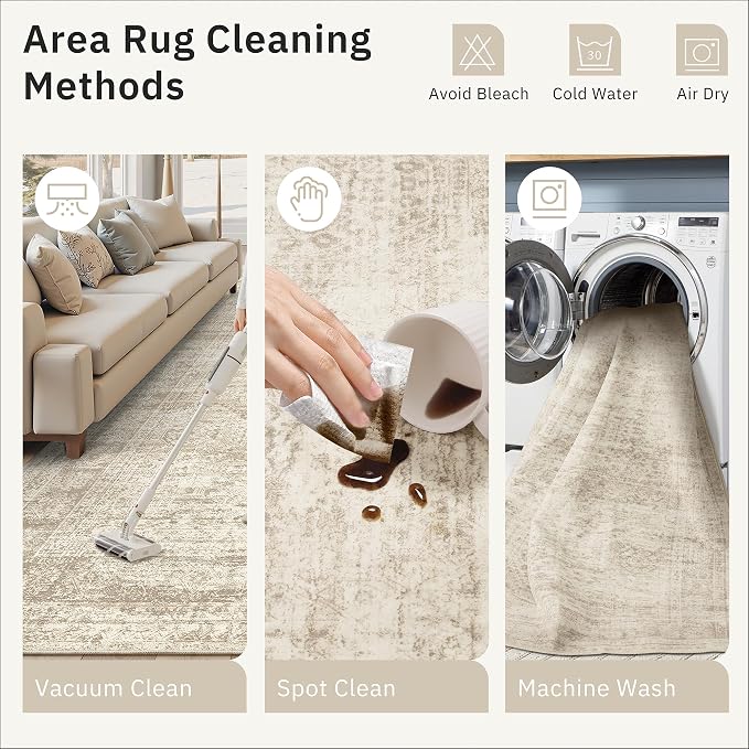 9x12 Area Rugs for Living Room, Non Slip Machine Washable Vintage Rugs - Image 5