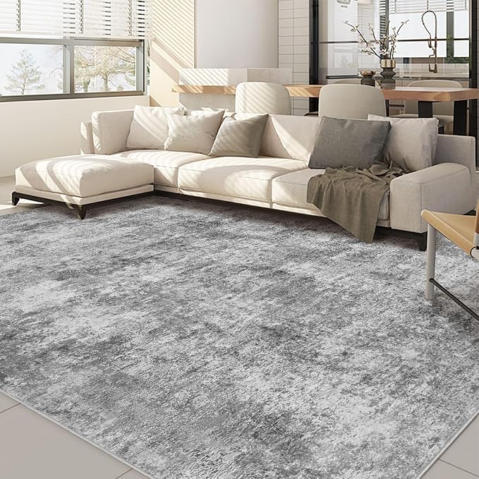 Nakagishi 9x12 Area Rugs Living Room: Washable Abstract Large Neutral Soft Rug by NakagishiAreaRug