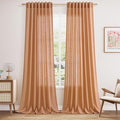 Nanspring Peach Quartz Linen Curtains 120 Inch Length 2 Panel Set Back Tab Loop by Nanspring