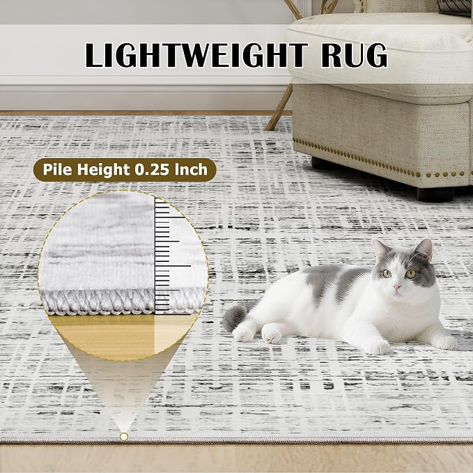 9x12 Area Rugs Washable Rug: Anti-Skid Abstract Modern Living Room Rug Soft - Image 6