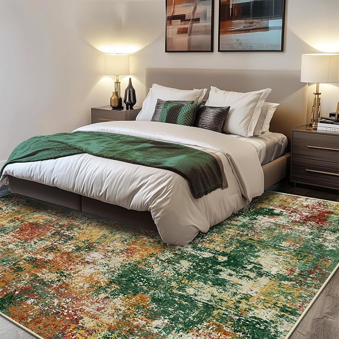 Washable Area Rugs 8'x10' Non-Slip Modern Abstract Soft - Image 2