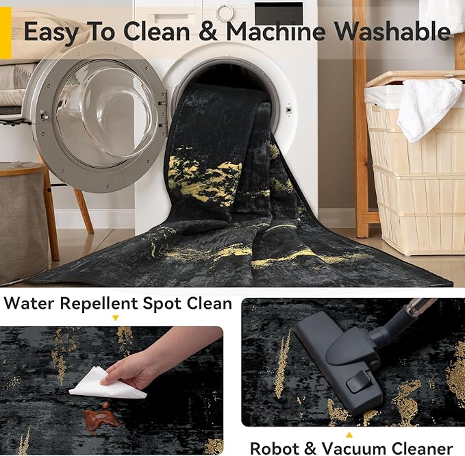 Washable Area Rugs 2'x6' Non-Slip Modern Abstract Soft - Image 5