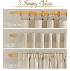 NICETOWN Linen Cream Curtains 90 inches Long, Rod Pocket & Back Tab Flax Linen - Image 3