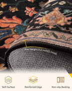Area Rugs 7'x10' Washable Non-Slip, Floral Vintage Distress Print Pattern - Image 4