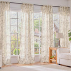 Lazzzy Floral Linen Curtains Farmhouse Extra Long Curtain - Image 6