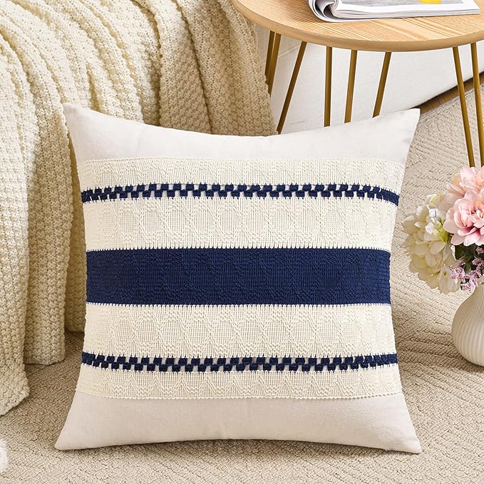 Fancy Homi Set of 1 Navy Blue Euro Decorative Throw Pillow Covers 26x26 Inch by Fancy+Homi