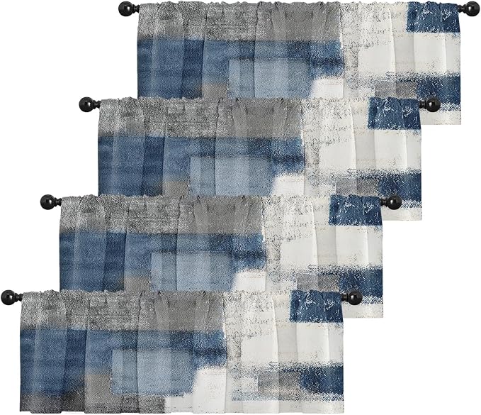 Emvency 4 Pack Valances Window Treatments, 52x18 Inch Rod Pocket Valances by Emvency