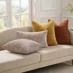 decorUhome Oatmeal Chenille Throw Pillow Covers 12x20 Set of 2 Textured Soft - Image 4
