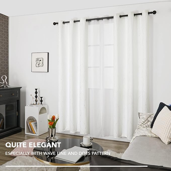 Deconovo White Curtains, Room Darkening Curtain, Thermal Insulated Soundproof - Image 8