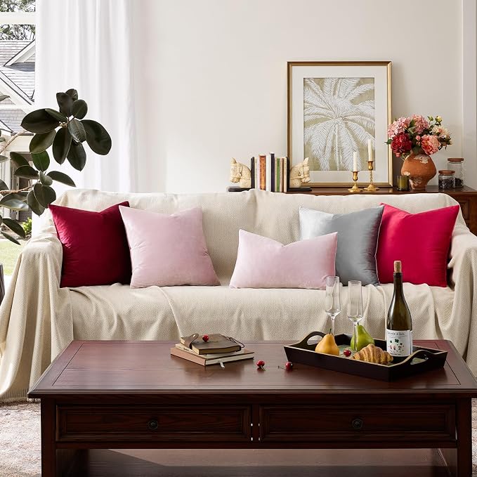 GIGIZAZA Decor Throw Couch Pillow Covers, Velvet Pillow Cases 24x24inch - Image 4