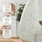 jinchan Floral Curtains 96 Inches Long Sage Green Flower Linen Farmhouse Curtain - Image 8