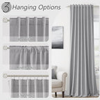 Guken Grey 100% Blackout Curtains 108 Inch Length 2 Panels Set - Image 6