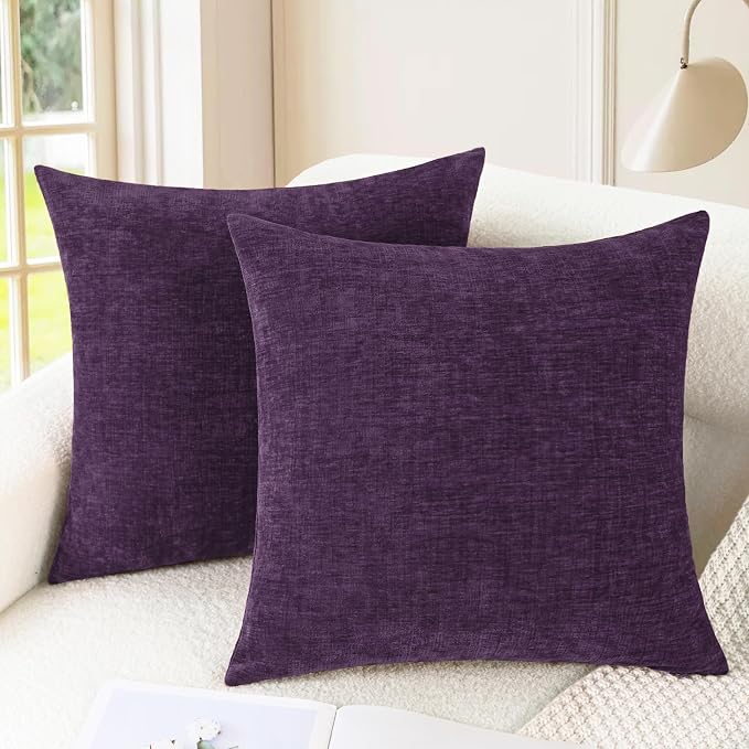 CaliTime Throw Pillow Covers Decorative 22 X 22 Inches Pack of 2 Cozy Chenille by CaliTime