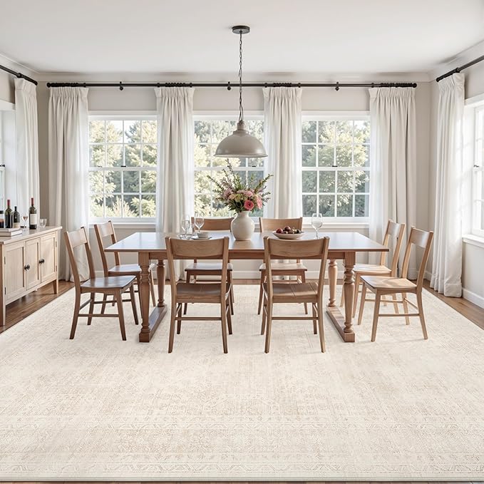 5x7 Area Rugs for Living Room: Vintage Boho Neutral Washable Rug Indoor Soft - Image 9