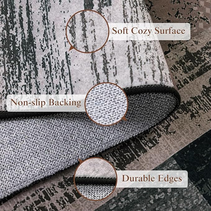 LIANLAM 6x9 Washable Area Rugs for Living Room and Bedroom, Vintage Checkered - Image 7
