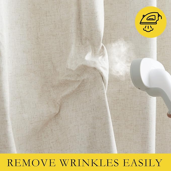 NICETOWN Farmhouse Style 100% Blackout Natural Linen Warm Curtains 90 inches - Image 8