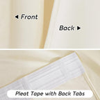 RYB HOME Cream Velvet Curtains 96 inch, Light Dimming White Window Curtains - Image 6