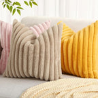 decorUhome Summer Cozy Faux Fur Throw Pillow Covers 24x24 Set of 2 Decorative - Image 6