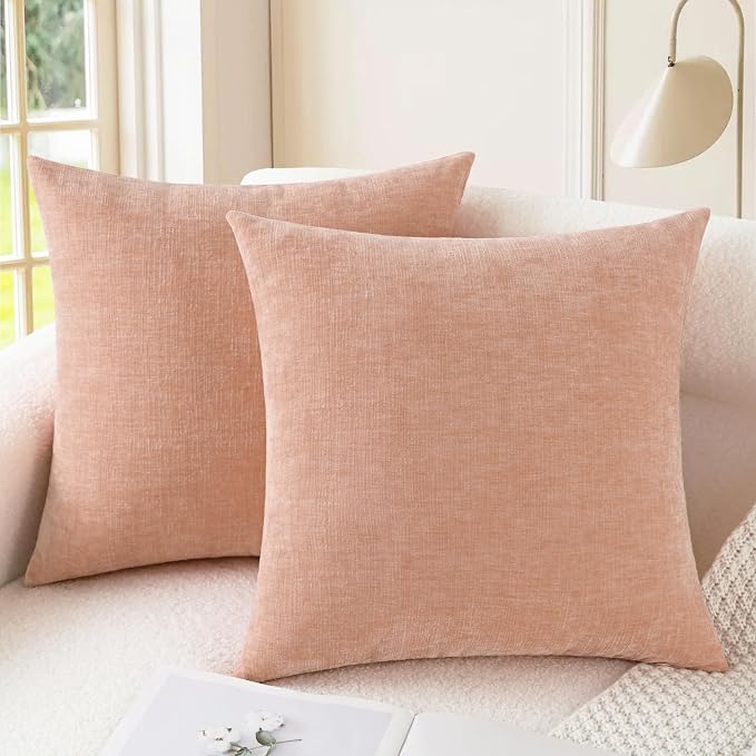 CaliTime Throw Pillow Covers Decorative 26 X 26 Inches Pack of 2 Cozy Chenille by CaliTime