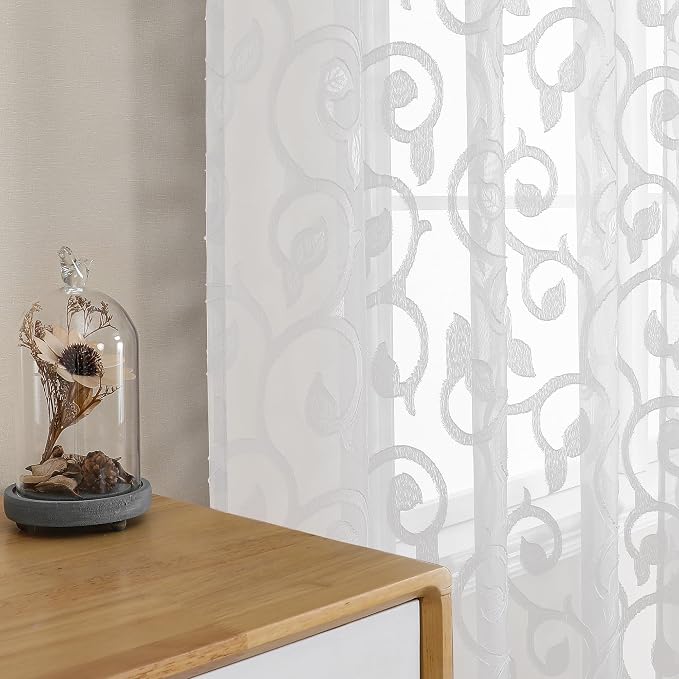 OWENIE Furman Sheer White Curtains 84 inches Long - Image 5