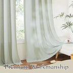 RYB HOME Green Linen Curtains Extra 70 inches Widith, Light Filtering Privacy - Image 4