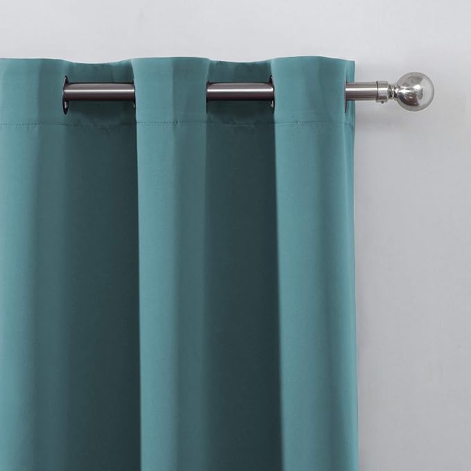 LEMOMO Sea Teal Thermal Blackout Curtains/42 x 95 Inch/Set of 2 Panels Room - Image 6