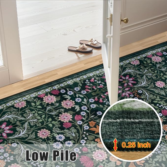 8x10 Area Rugs for Living Room: Floral Washable Rug Vintage Large Soft Boho - Image 8