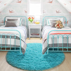 Amdrebio Blue Round Rug 5Ft for Bedroom, Fluffy Circle Area Rugs for Kids Room - Image 7