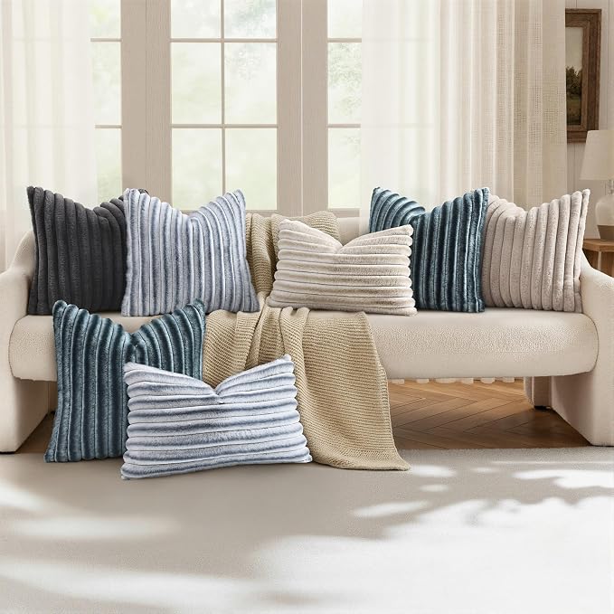 decorUhome Cozy Faux Fur Throw Pillow Covers 16x16 Set of 2 Decorative Soft - Image 5