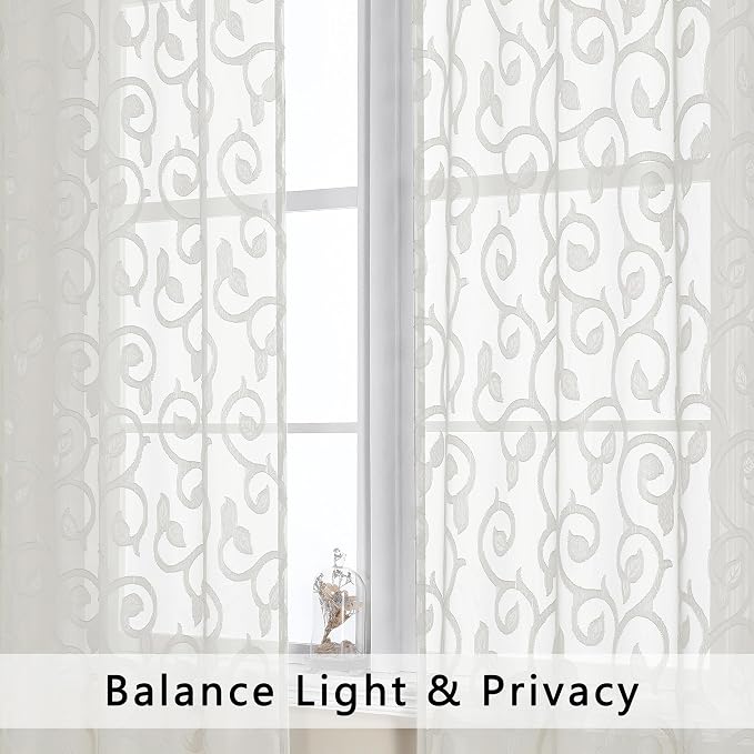 OWENIE Furman Sheer Ivory Curtains 84 inches Long - Image 6