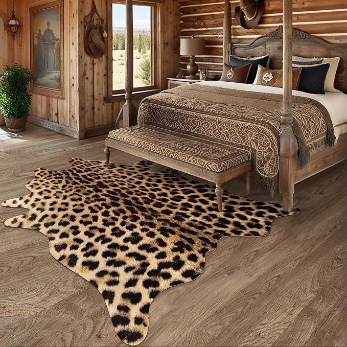 AROGAN Premium Leopard Print Rug 6.2x7 Feet, Machine Washable Faux Fur Cheetah - Image 8