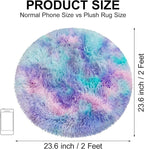 Tie Dye Rainbow Round Rugs Small 2x2 ft Fluffy Circle Rug Furry Carpet Shaggy - Image 2